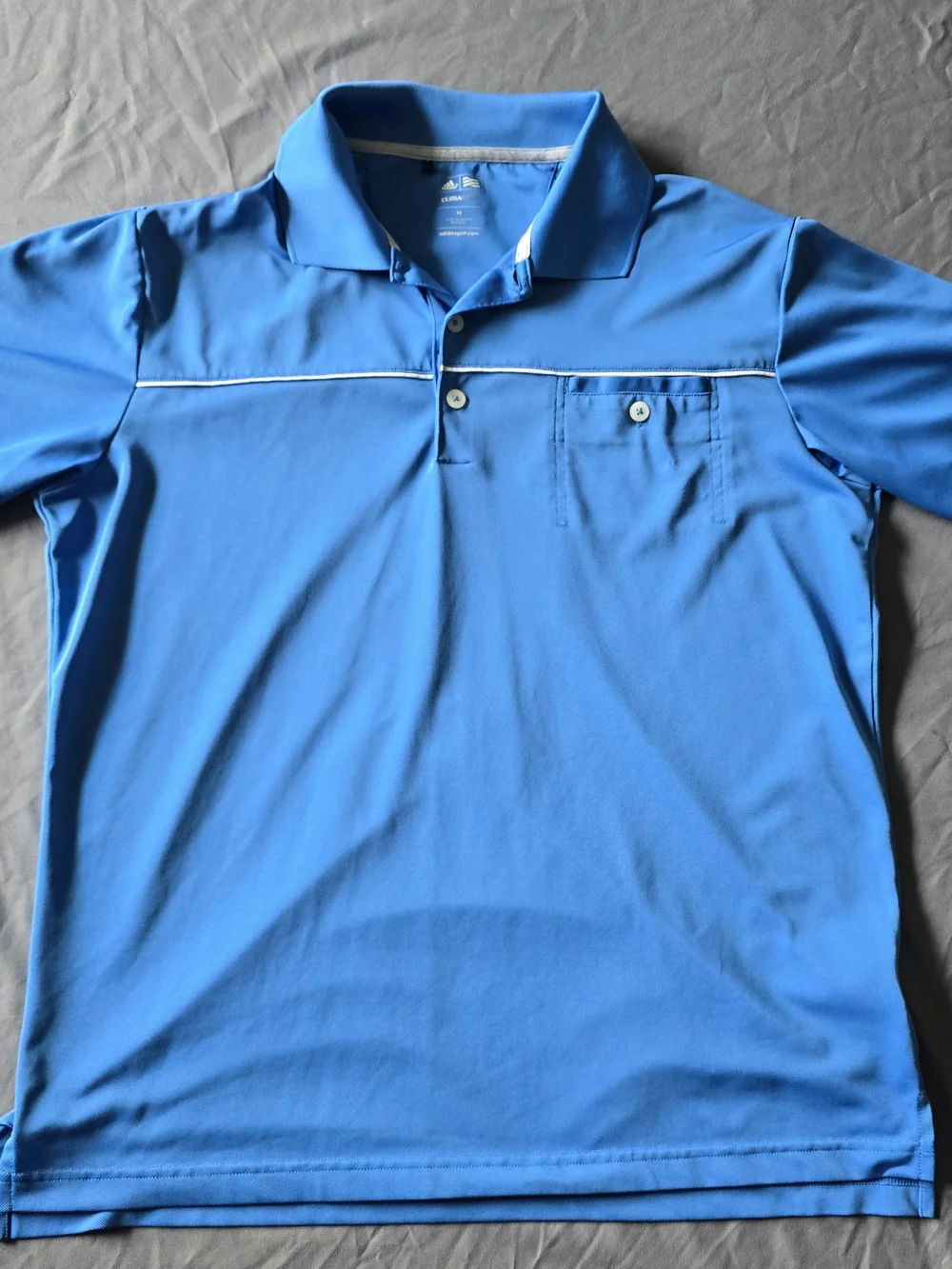 Adidas Climalite Men's Golf Polo Blue Chest Stripe Pocket